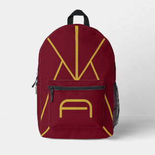 Mochila Impresa Lujo Monograma Inicial Oro Rojo Burdeos