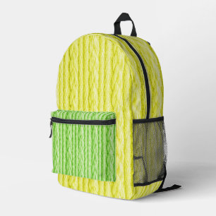 MOCHILA IMPRESA LUMINOSA TEXTURA DE KNIT VERDE Y AMARILLO