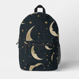 Mochila Impresa Luna creciente en negro y oro