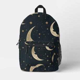 Mochila Impresa Luna creciente en negro y oro