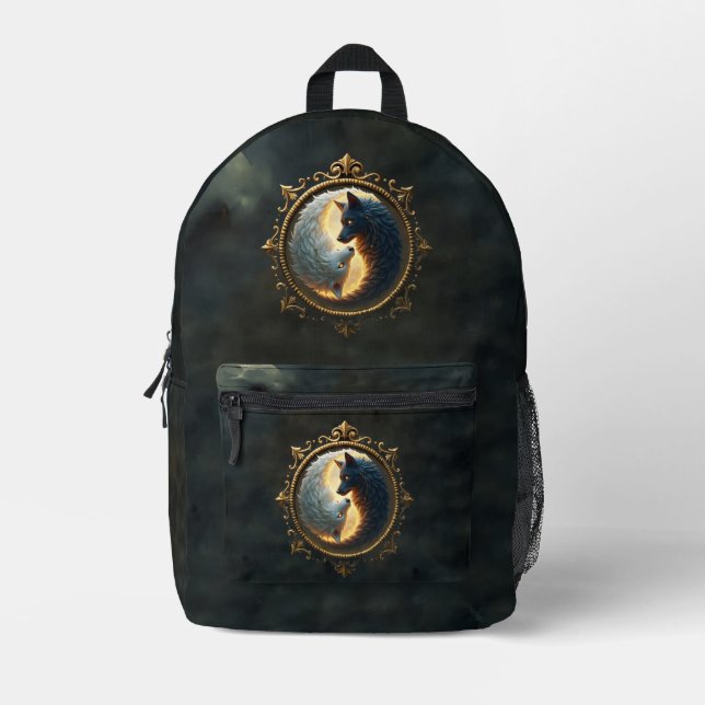 Mochila Impresa Lunar Balance – Where Shadows Embrace the Light.  (Anverso)