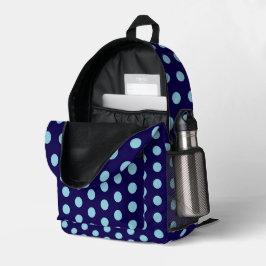 Mochila Impresa Lunares azul claro en negrita sobre azul marino
