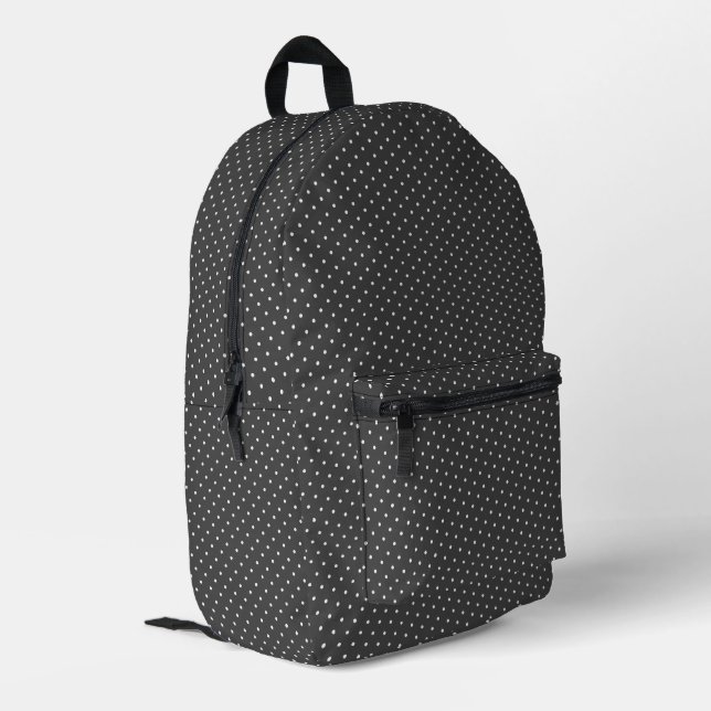 Mochila Impresa Lunares Blancos Sobre Gris Plomo (Esquina izquierda trasera)