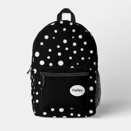 Mochila Impresa Lunares blancos sobre negro
