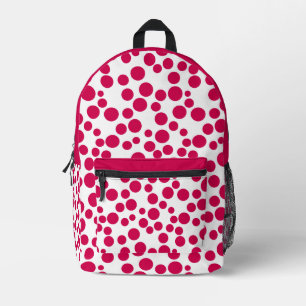 Mochila Impresa lunares rojos sobre un fondo blanco