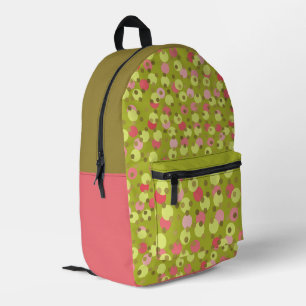 Mochila Impresa lunares rosas, oliva, dorado pálido y verde guisan