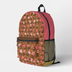 Mochila Impresa lunares rosas, verdes, marrones y herrumbre