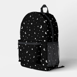 Mochila Impresa Lunas y estrellas blancas y negras