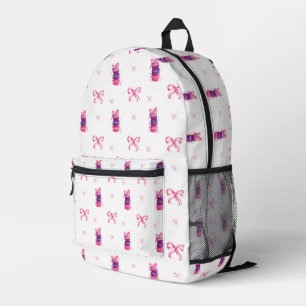 Mochila Impresa Macarons Coquette con Lazo Rosa Acuarela