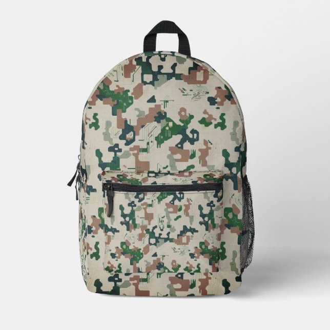 Mochila Impresa Madera de píxel de tierra  (Anverso)