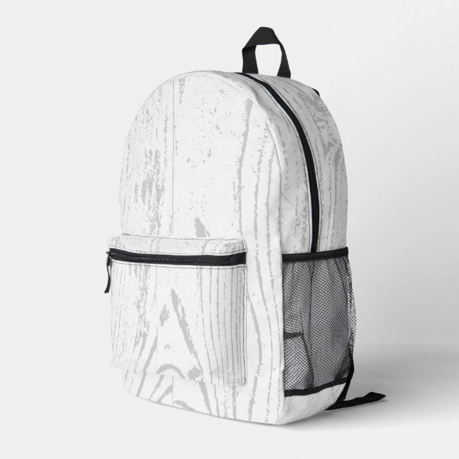 Mochila Impresa Madera Moderna Blanca Gris (Esquina derecha trasera )