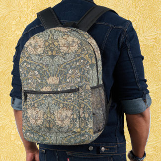 Mochila Impresa Madreselva de William Morris, Arte de Flores Vinta