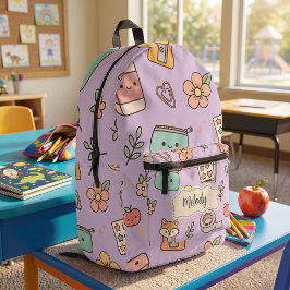 Mochila Impresa Maestra Morada Suministros Escolares 