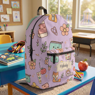 Mochila Impresa Maestra Morada Suministros Escolares