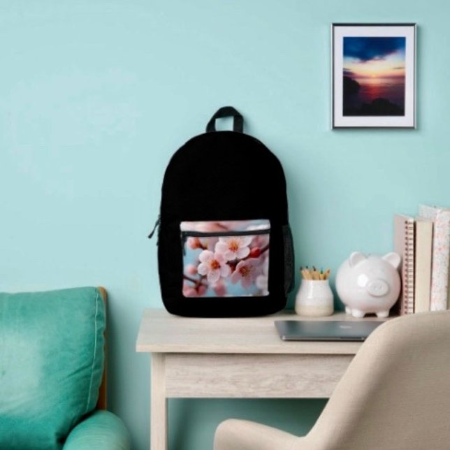 Mochila Impresa Magia de Flor de Cerezo Rosa  (Backpack  — 100% polyester, black laminated lining 100% cotton web hand. Made in the USA.
)