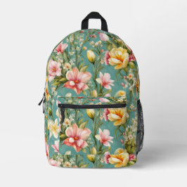 Mochila Impresa Magnolia rosa y amarilla exquisita con flores blan