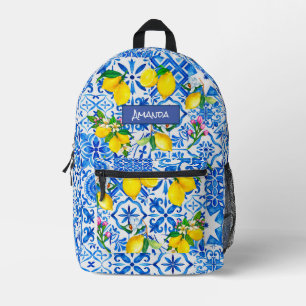 Mochila Impresa Magólica azul veraniego cítrico siciliano Mediterr
