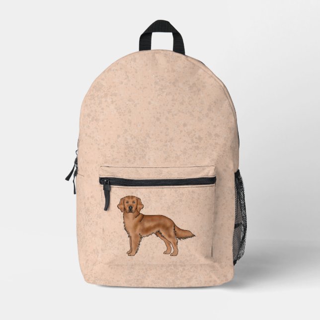 Mochila Impresa Mahogany Red Golden Retriever Cute Cartoon Dog (Anverso)