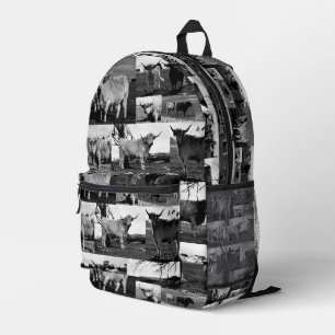 Mochila Impresa Majestad Monocroma: Un Collage de fotos de vaca en