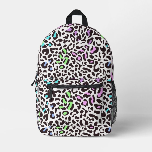 Mochila Impresa Mancha de leopardo pastel gráfico B&W (Anverso)
