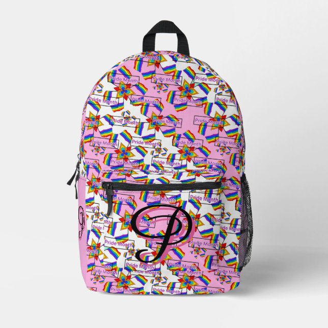 Mochila Impresa Mandalá de Arcoíris Monograma Orgullo - Geométrico (Anverso)