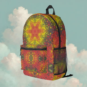 Mochila Impresa Mandala digital Amarillo rojo y negro