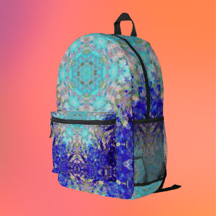 Mochila Impresa Mandala digital Azul morado y blanco