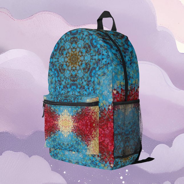 Mochila Impresa Mandala digital azul rojo y amarillo (Subido por el creador)