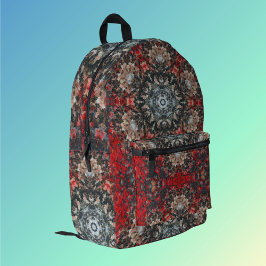 Mochila Impresa Mandala digital rojo y blanco