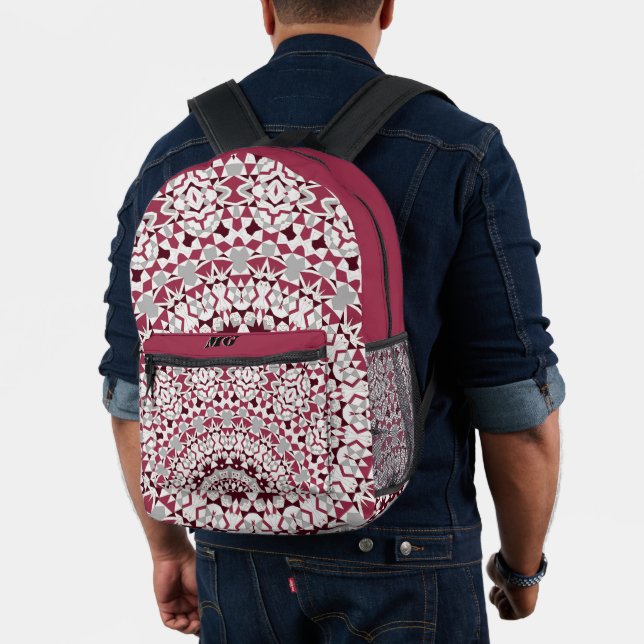 Mochila Impresa Mandala es gris borgoña (Insitu (Modelo))