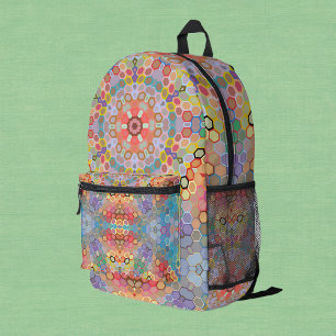 Mochila Impresa Mandalá Hexagonal Arcoíris