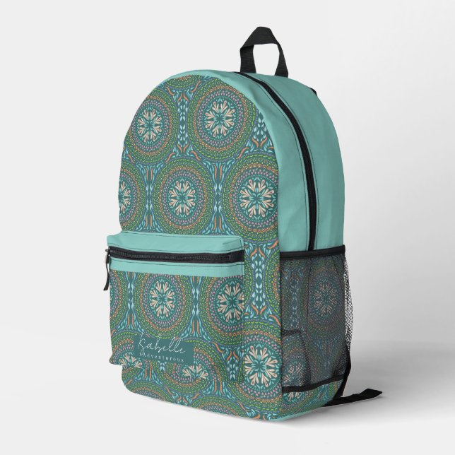 Mochila Impresa Mandala Verde (Esquina derecha trasera )