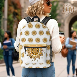 Mochila Impresa Mandalas Florales Naranja Blush 3D Modernas Doodle