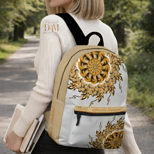 Mochila Impresa Mandalas Florales Naranja Blush 3D Modernas Doodle
