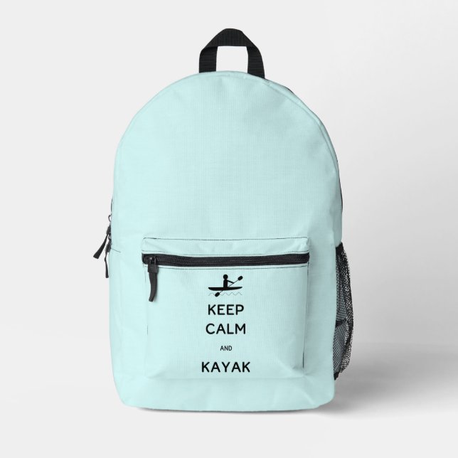 Mochila Impresa Mantener el nombre personalizado de Calm y Kayak (Anverso)