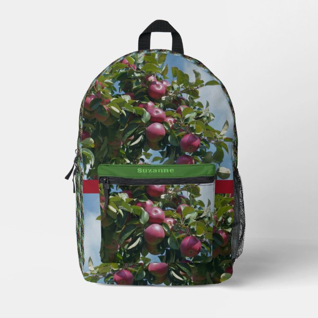 Mochila Impresa Manzanas rojas en el país del árbol personalizadas (Anverso)