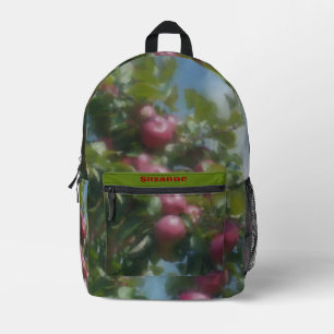 Mochila Impresa Manzanas rojas sobre pintura de árboles