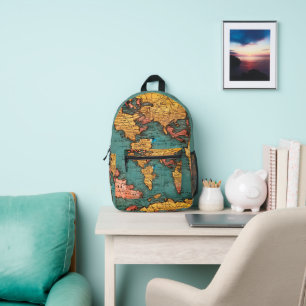 Mochila Impresa Mapa antiguo del mundo ecológico