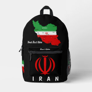 Mochila Impresa Mapa de Irán con bandera y emblema