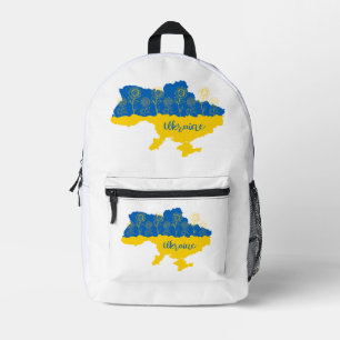 Mochila Impresa Mapa de Ucrania con girasol y bandera ucraniana