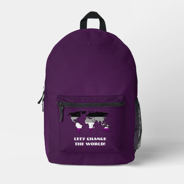 Mochila Impresa Mapa del Orgullo Asexual del Mundo  (Anverso)