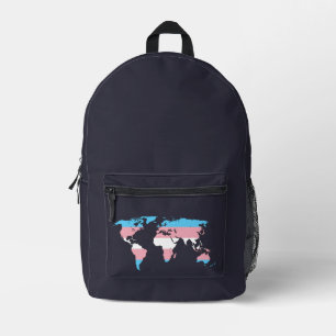 Mochila Impresa Mapa mundial del orgullo transgénero