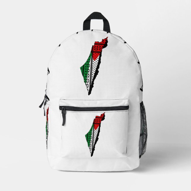 Mochila Impresa Mapa palestino con bandera y patrón de Keffiyeh (Anverso)
