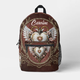 Mochila Impresa Maravilloso corazón noble steampunk con alas.