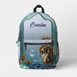 Mochila Impresa Maravilloso pequeño caballito de mar de vapor.