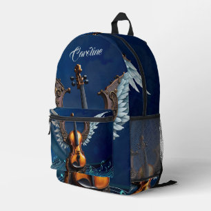 Mochila Impresa Maravilloso y elegante violín con alas.