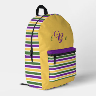 Mochila Impresa mardi gras amarillo/púrpura/rayado verde