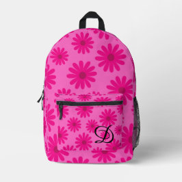 Mochila Impresa mareas florales de estilo retro rosa de mediados d