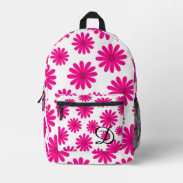 Mochila Impresa mareas florales de estilo retro rosa de mediados d