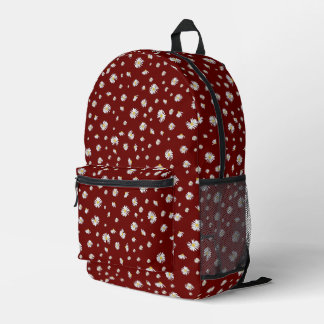 Mochila Impresa Margaritas en KiniArt Rojo Oscuro